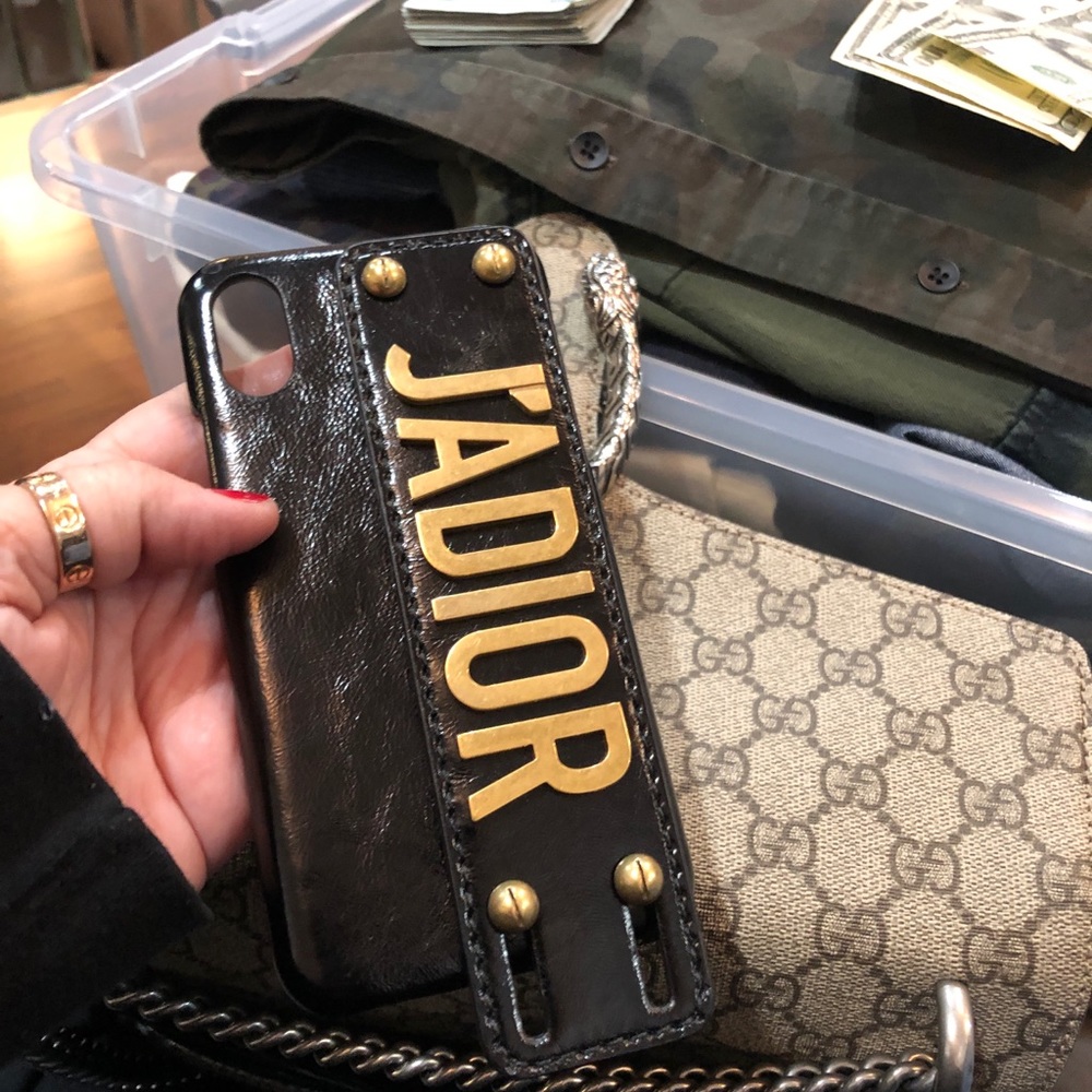Christian Dior IPhone X black leather phone case
